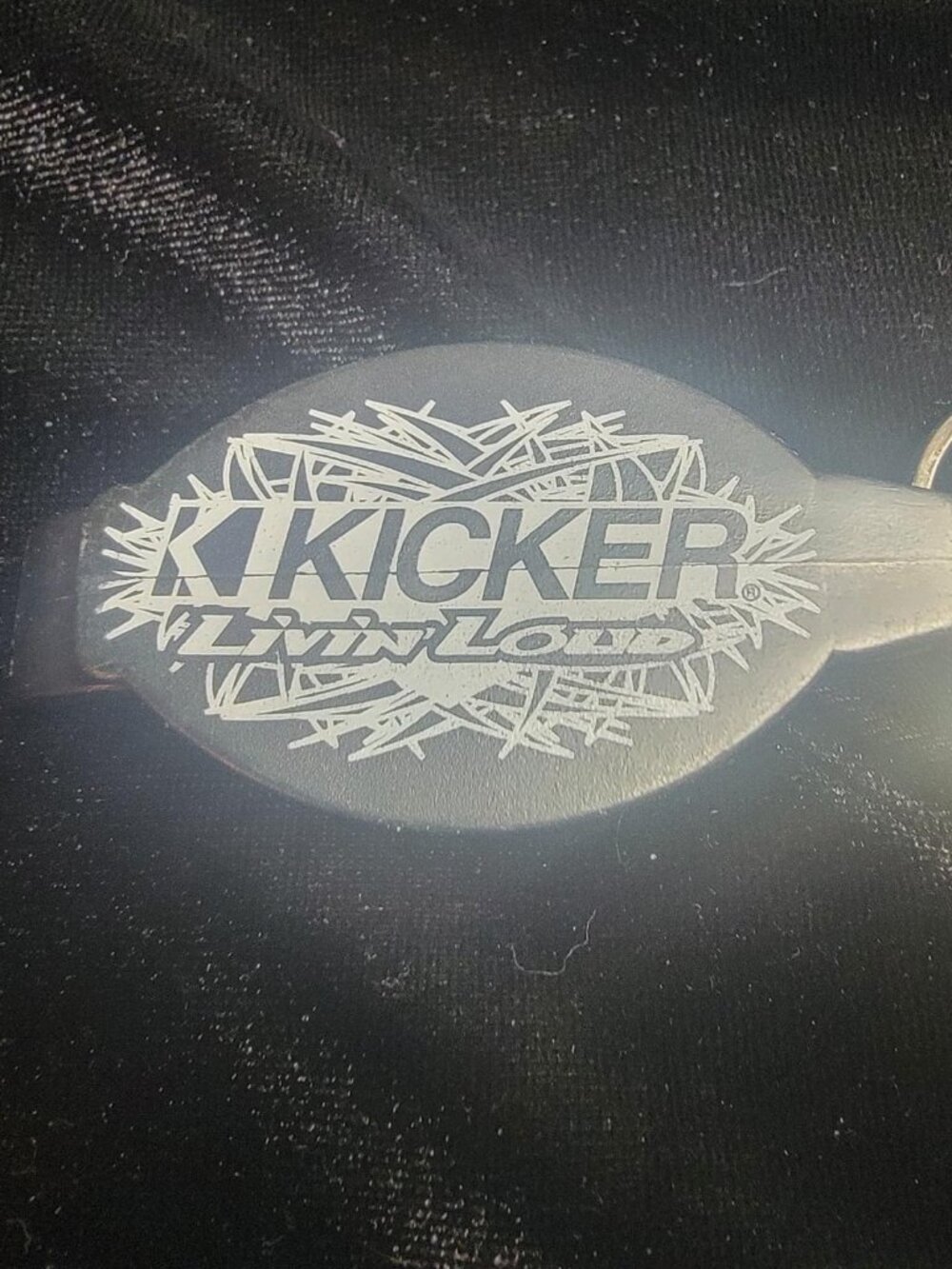 Vintage Kicker Livin Loud Bottle Opener Keychain Promo Black